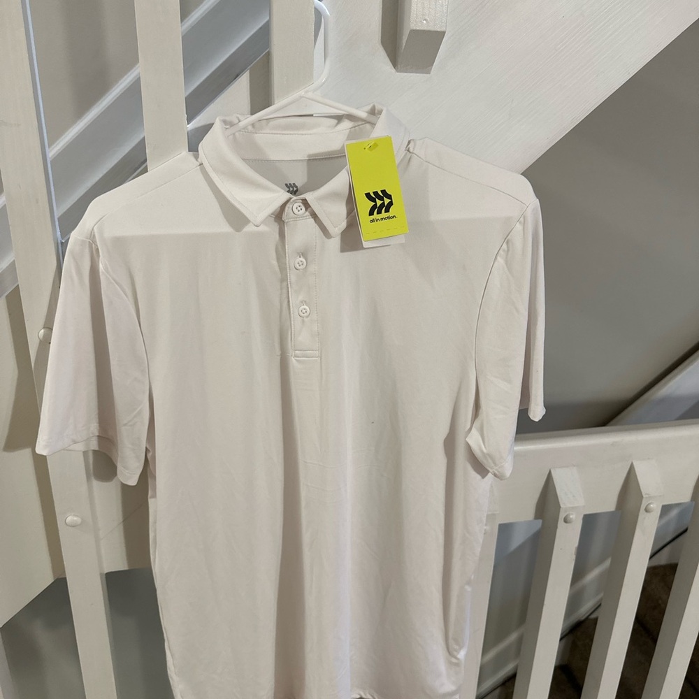 All in Motion White Polo Shirt Classic Casual Style